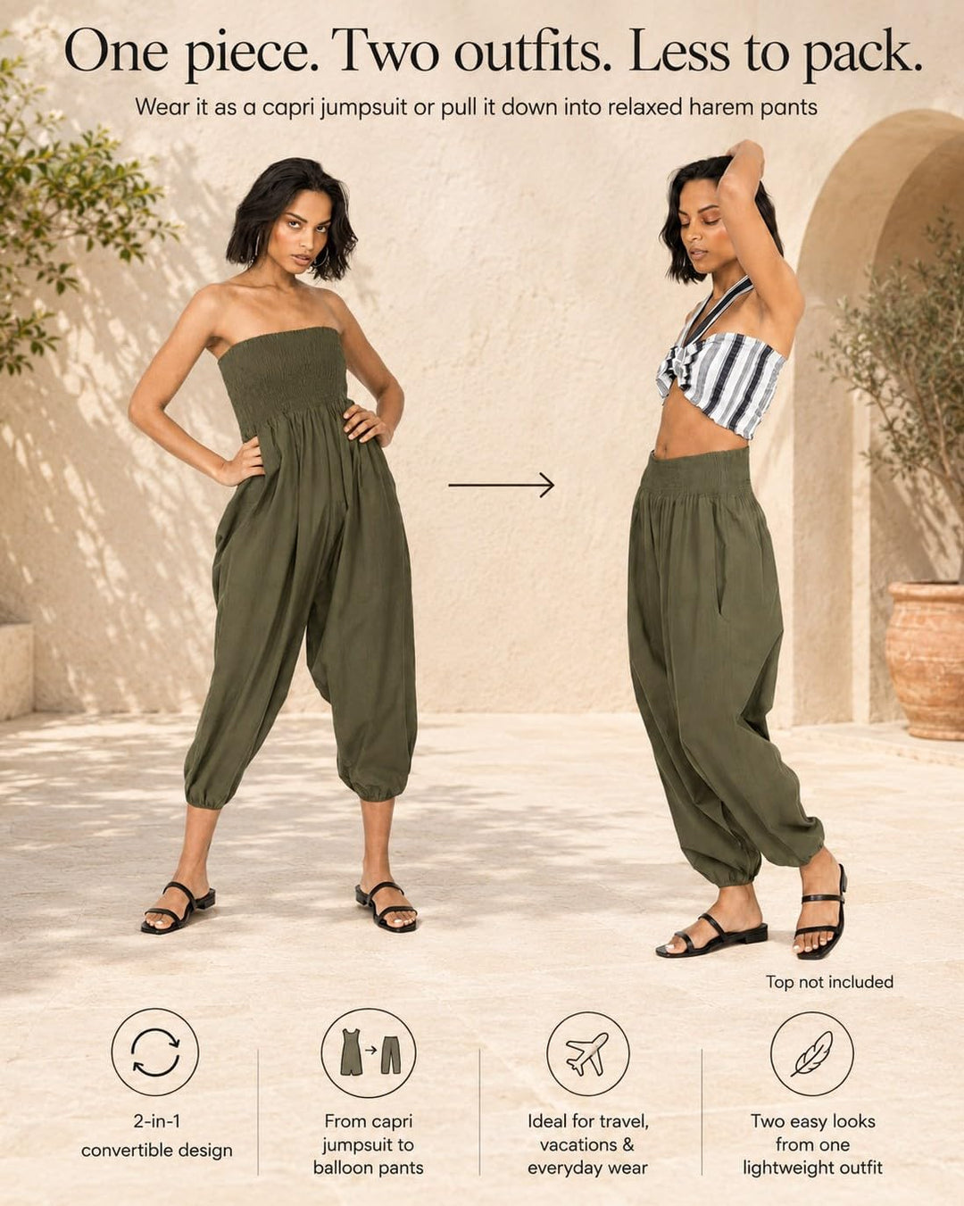 likemary Jumpsuit Damen Sommer – flexibler bequemer Einteiler aus Baumwolle – knielang - wird durch