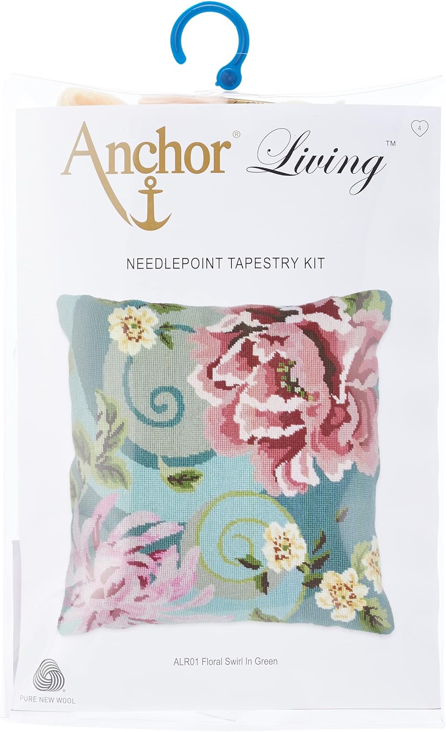 Anchor Tapisserie-Kit, 100% Baumwolle, Floral Swirl in Green, 40 x 40 cm