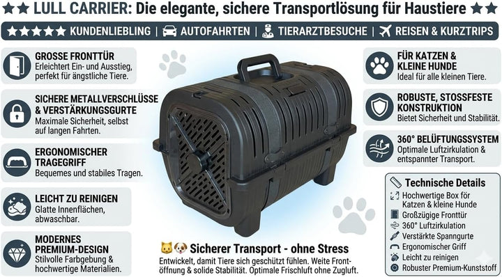 Mamapetz Lull Carrier Premium Haustier Transportbox Hund & Katze Sicher & Stilvoll (Schwarz), Schwar
