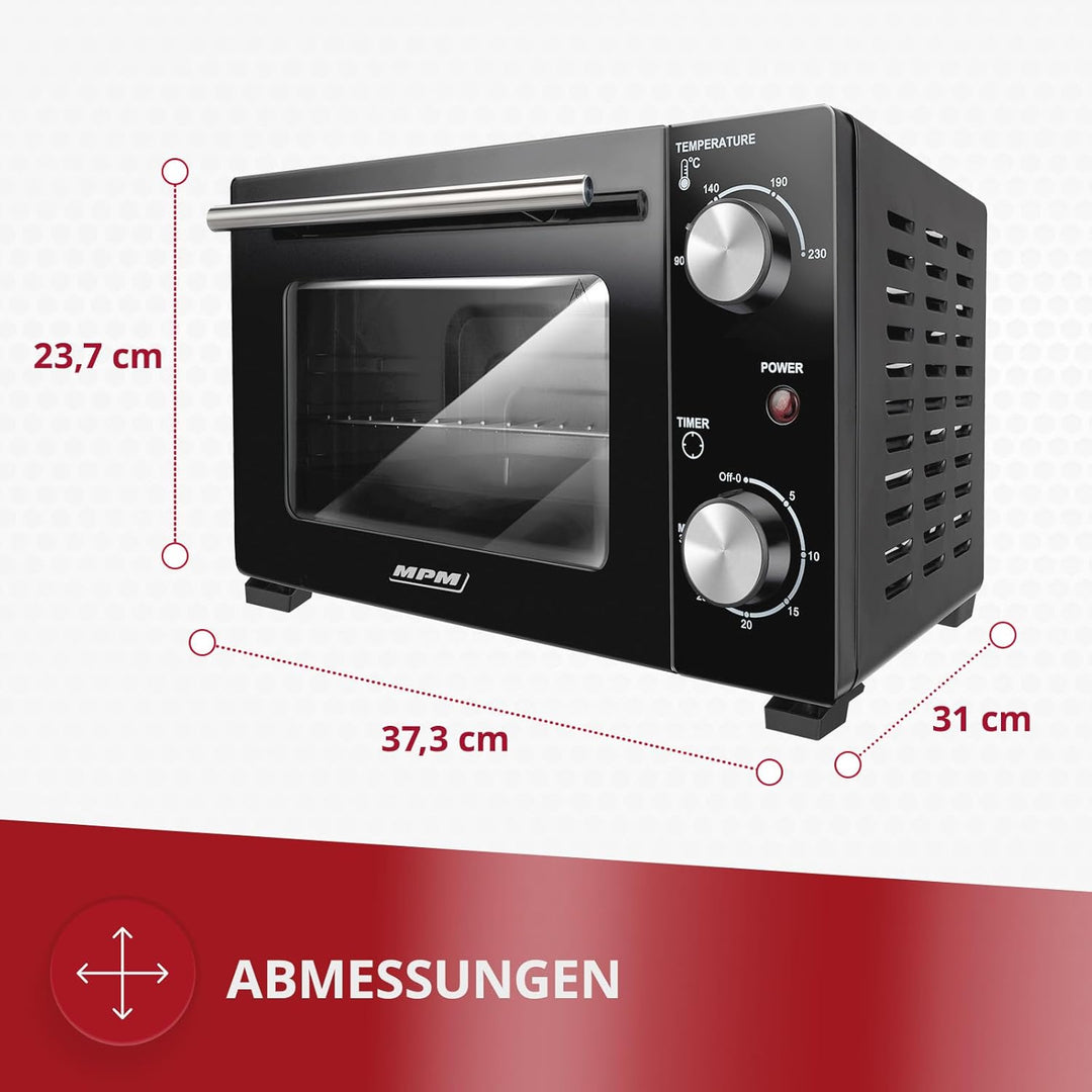 MPM - MPE-13 - Mini-Backofen - Freistehend - 10 L- mit Ober-/ Unterhitze - mit Backblech und Gitter