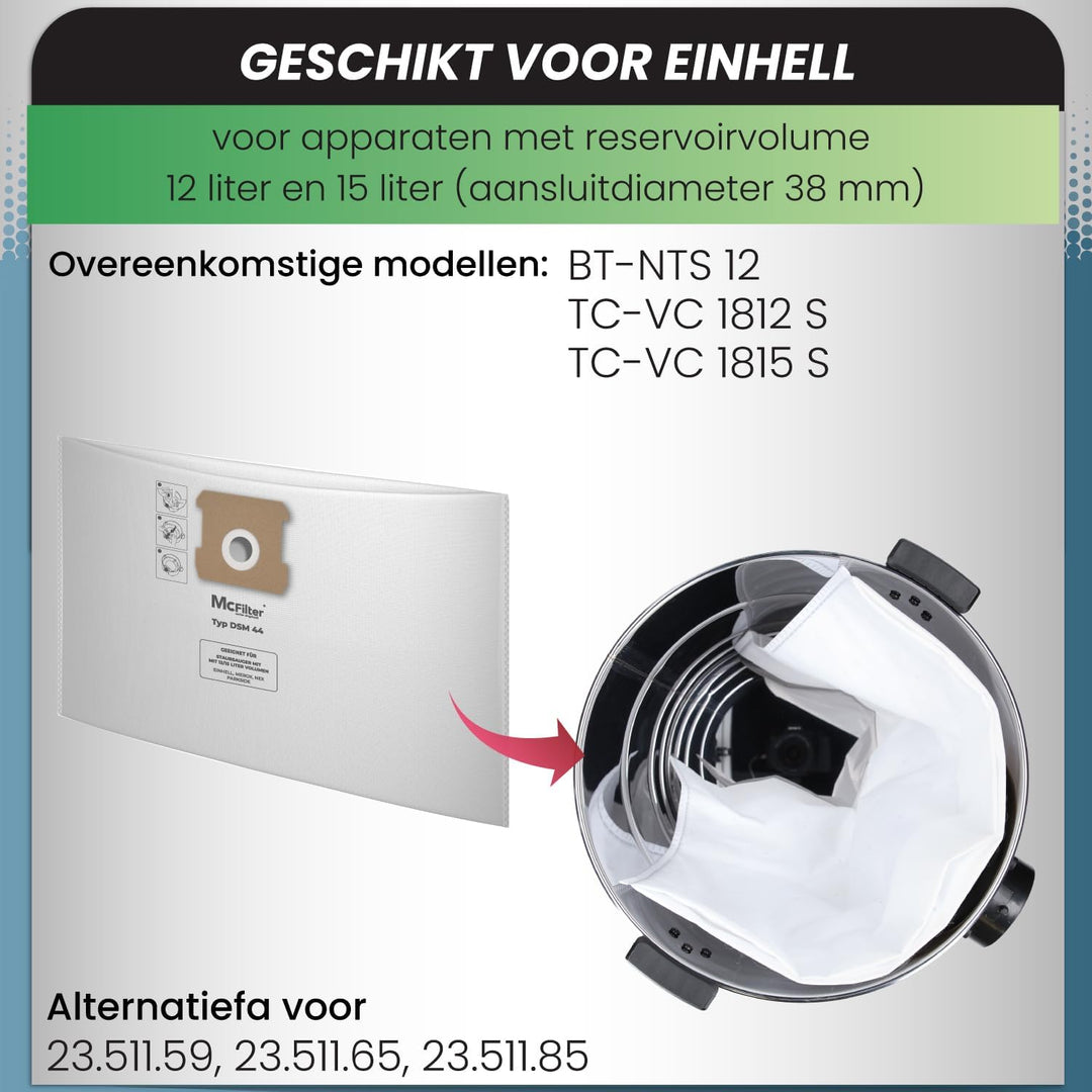 McFilter I 10 Staubsaugerbeutel 15l kompatibel für ALLE Einhell Staubsauger i geeignet für Einhell T