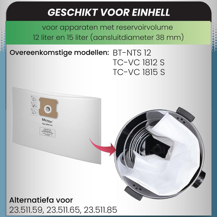 McFilter I 10 Staubsaugerbeutel 15l kompatibel für ALLE Einhell Staubsauger i geeignet für Einhell T
