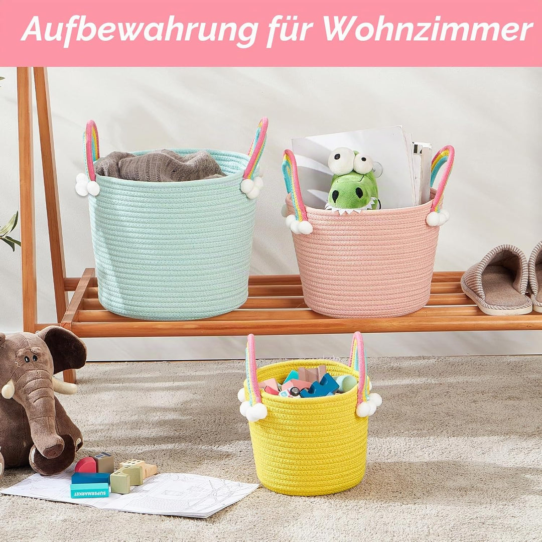 3 Pcs kleine Aufbewahrungskörbe, gewebte Körbe, Hamper Körbe für Geschenke leer, Spielzeugkorb, Seil