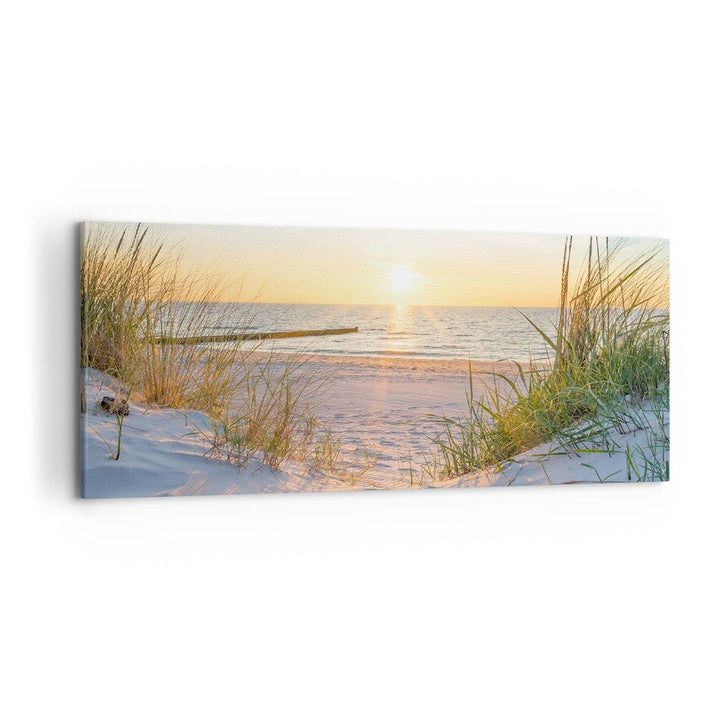 Wandbilder Dekoration Wohnzimmer Düne Strand Meer Panorama Bilder auf Leinwand 120x50cm Leinwandbild