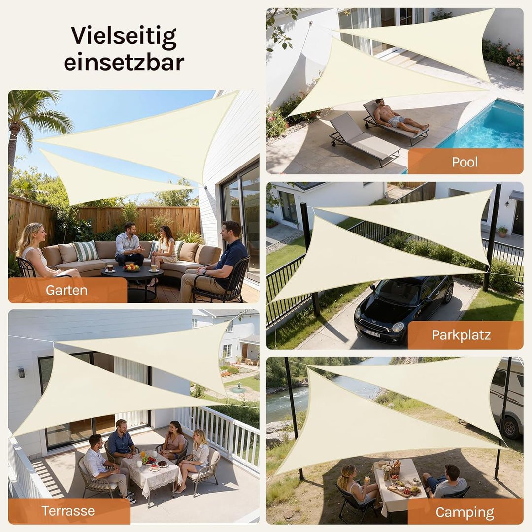 WOLTU Sonnensegel Premium HDPE Wetterbeständig Atmungsaktiv 95% UV Schutz Segeltuch 180 g/m² Sonnens