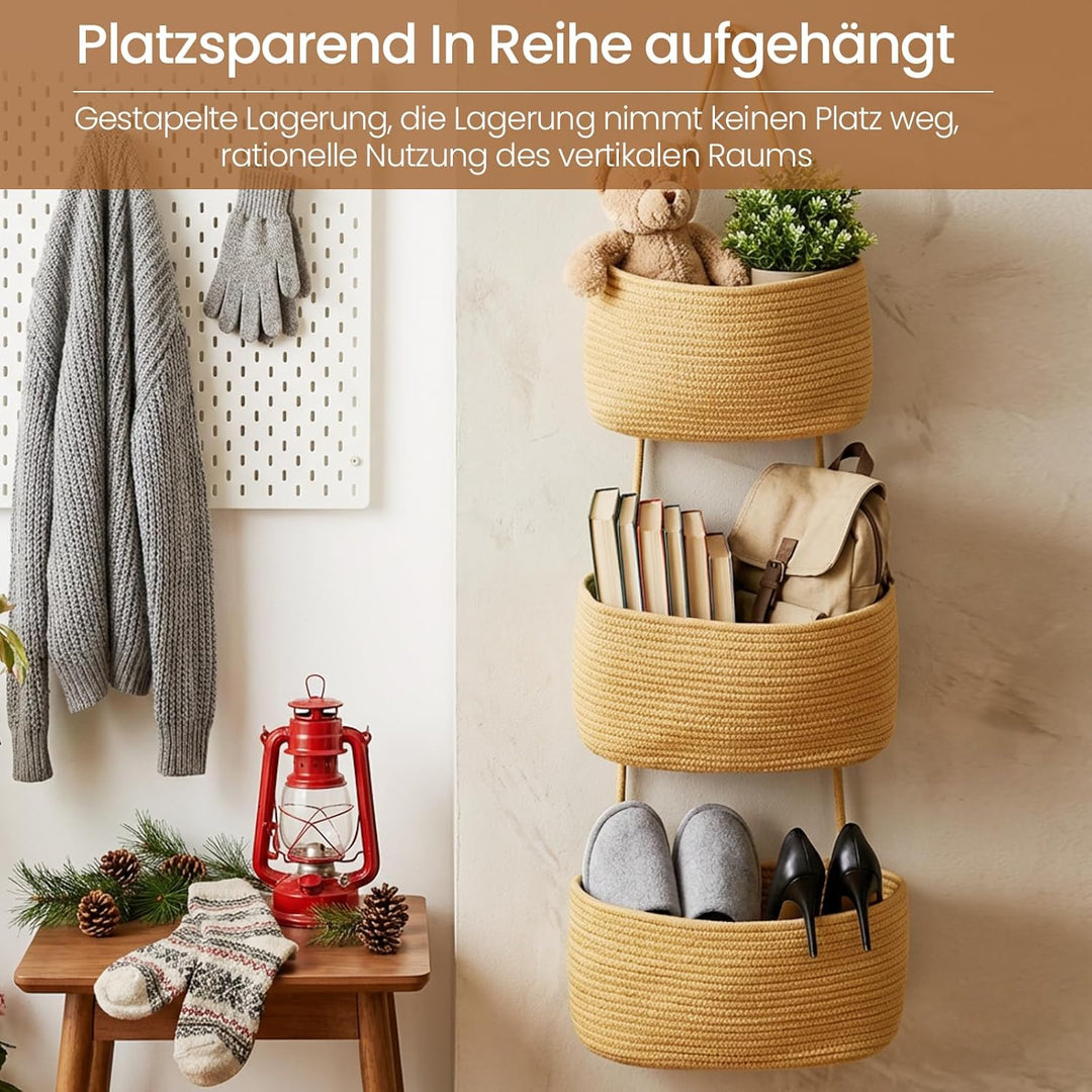 Hängender Organizer, Hängeorganizer Mit Haken, Wand Hängen Tasche Zum3-Tier, Hängeregal Stoff Wand a