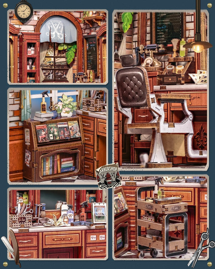 Book Nook Kit - Miniatur Puppenhaus (Friseursalon-Szene) mit LED-Beleuchtung, 3D Holz-Puzzle Buchstü