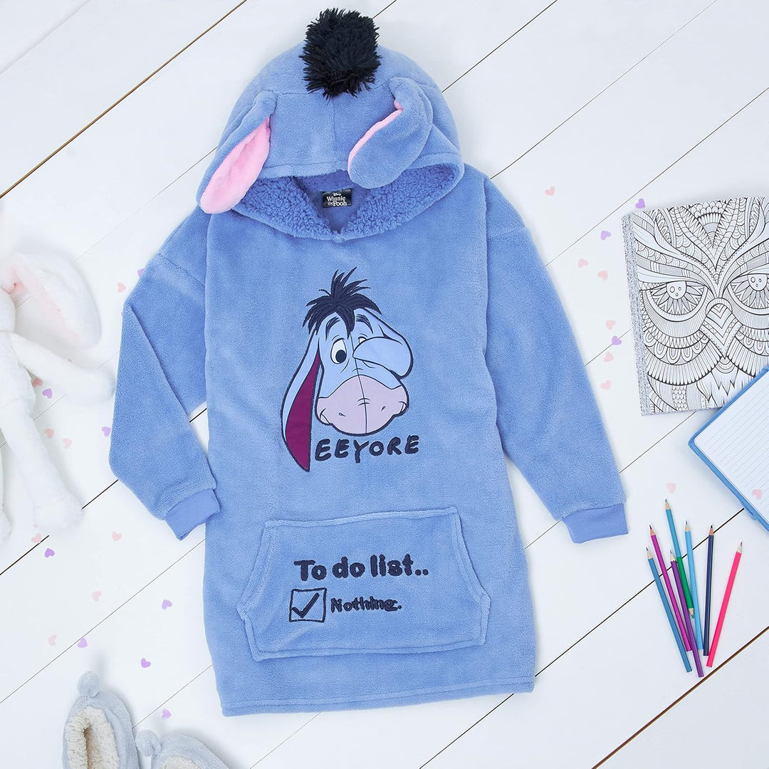 Disney Stitch Kapuzenpullover Mädchen, Übergrosse Hoodie Decke Kinder mit Sherpa-Kapuze und Kängurut