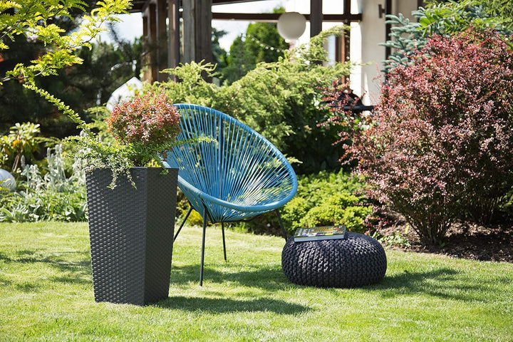 MultiProject | HappyFlower | Blumentopf | Pflanzkübel | inkl. Einsatz | Quadrat | Rattan-Optik | 4 G