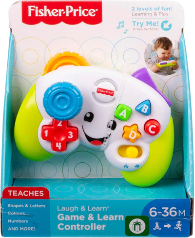 Fisher-Price Lernspass Spiel-Controller für Babys und Kleinkinder in Grün, Videospiel-Attrappe mit M