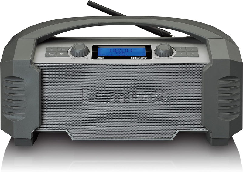 Lenco DAB+ Baustellenradio Bluetooth 5.0 FM Empfänger IP54 Wasserdicht 15 Watt RMS Akku mit 5000mAh