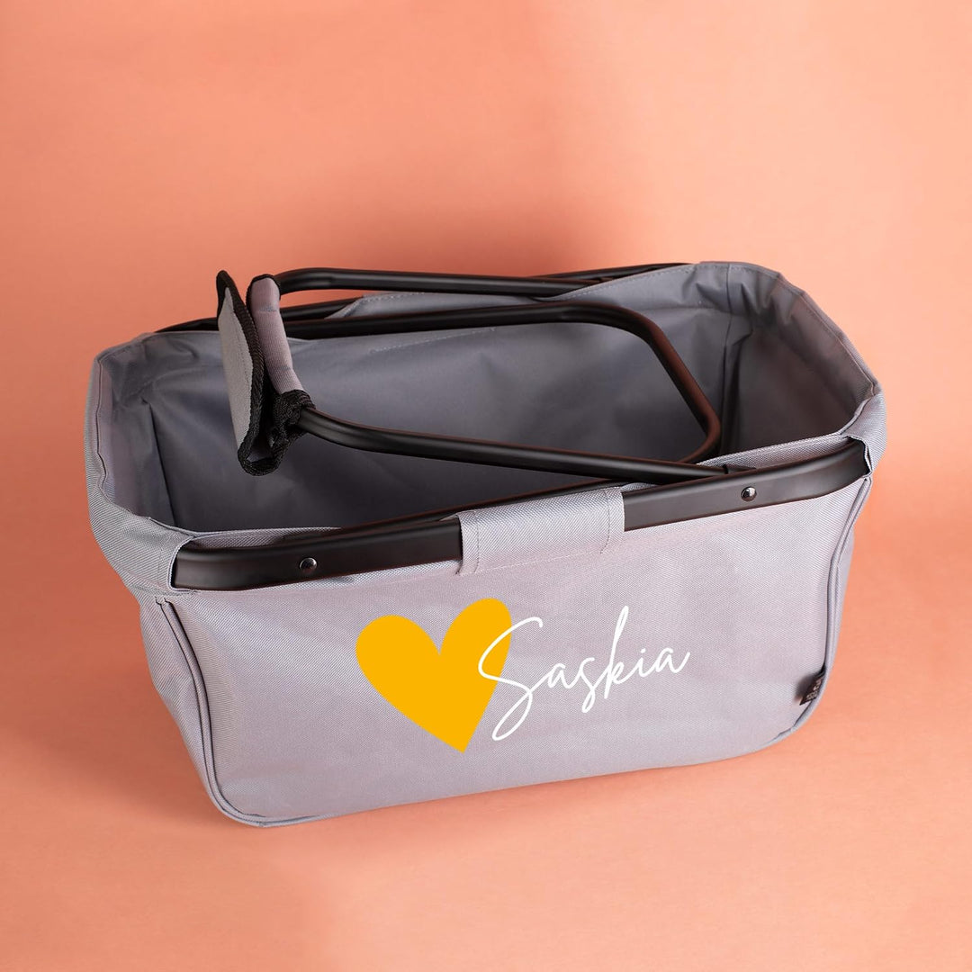 Herz &amp; Heim® Einkaufskorb personalisiert/faltbar/modernes Design/Geschenk-Idee für Jedermann (Herz),