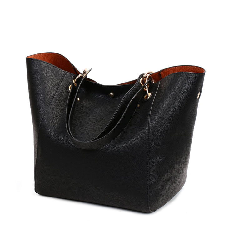 Valleycomfy Handtasche Damen Gross Shopper Tasche Leder Schwarz Klassisch Shopping Bag