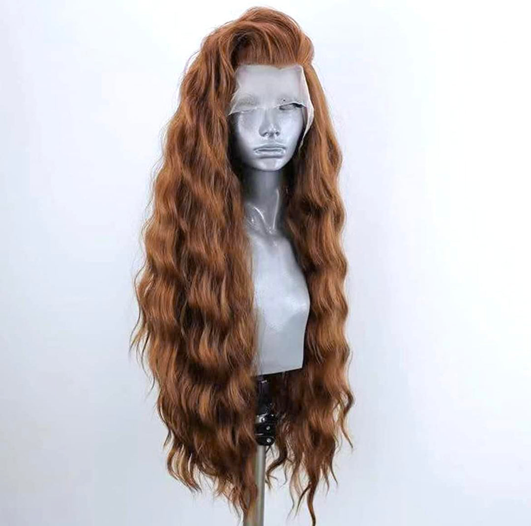 PORSMEER Auburn Braun Lace Front Perücke Lang Lockige Gewellte Perücke für Damen 13x4 Lace Front Glu