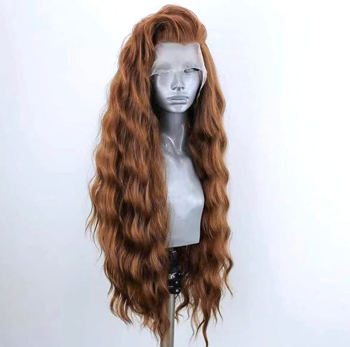 PORSMEER Auburn Braun Lace Front Perücke Lang Lockige Gewellte Perücke für Damen 13x4 Lace Front Glu