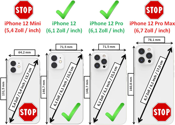 Mobiskin Hülle kompatibel mit Apple iPhone 12 und iPhone 12 PRO (6,1 Zoll), Handyhülle mit echtem Le