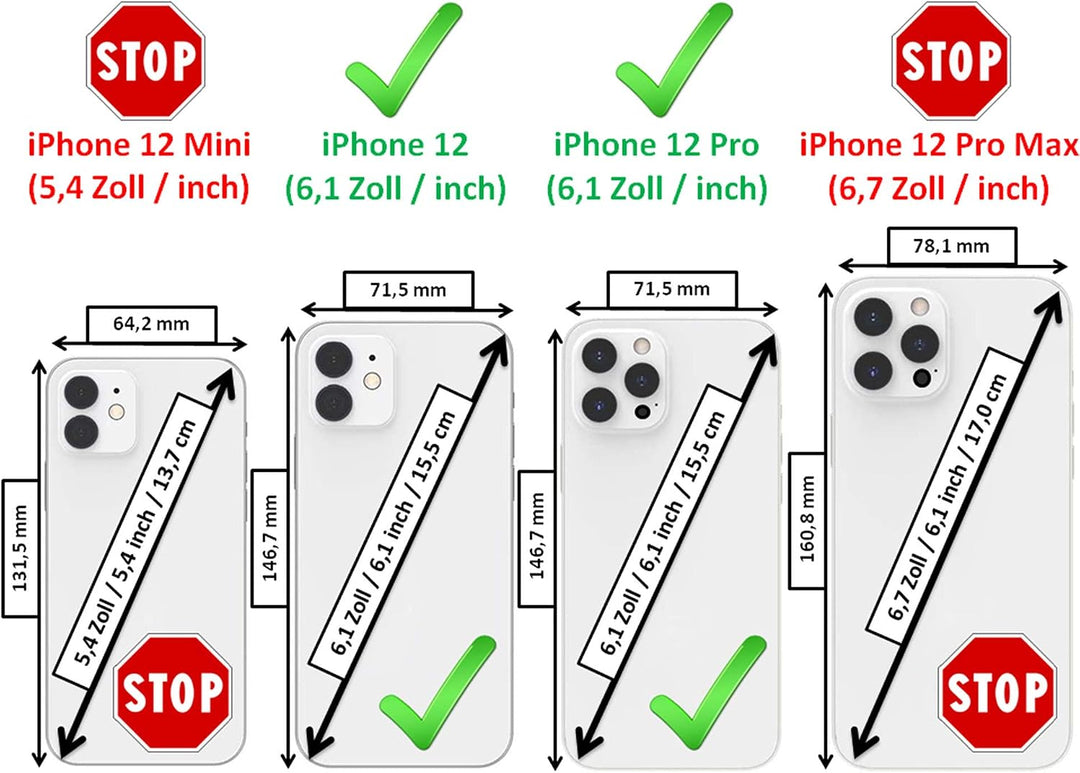 Mobiskin Hülle kompatibel mit Apple iPhone 12 und iPhone 12 PRO (6,1 Zoll), Handyhülle mit echtem Le