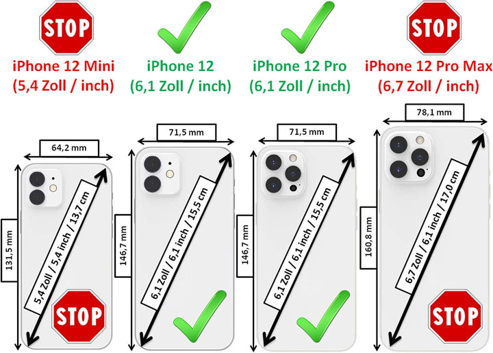 Mobiskin Hülle kompatibel mit Apple iPhone 12 und iPhone 12 PRO (6,1 Zoll), Handyhülle mit echtem Le