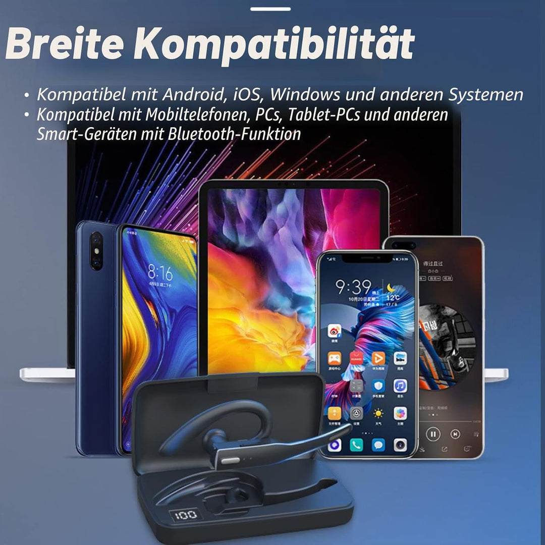 Cuifati YYK-525 Business -Headset, sehr leichtes Ohrbügel-Design, mit 500-mA-Ladeetui, für Geräte mi