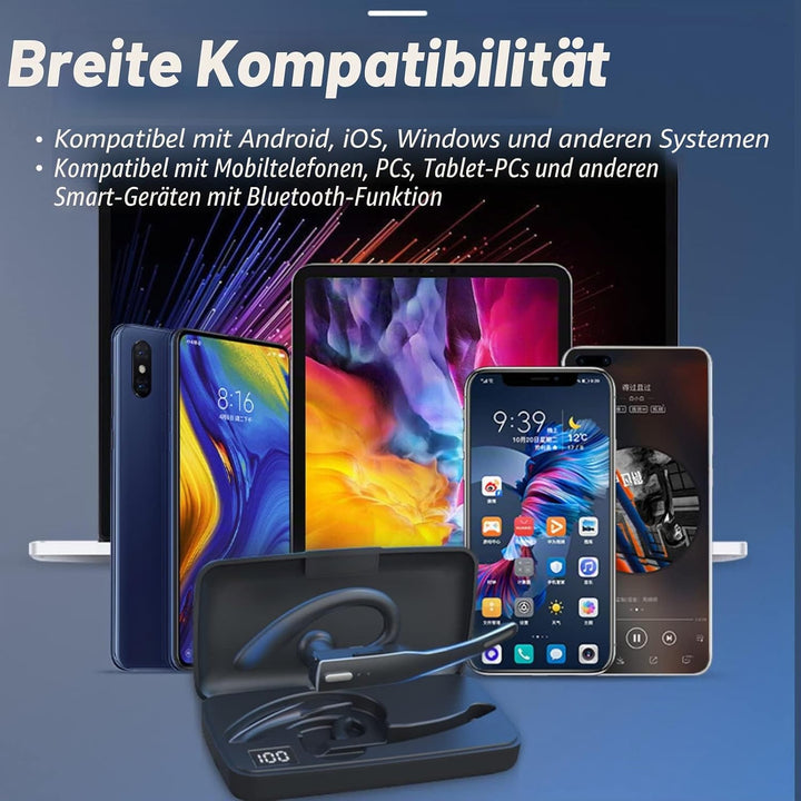 Cuifati YYK-525 Business -Headset, sehr leichtes Ohrbügel-Design, mit 500-mA-Ladeetui, für Geräte mi