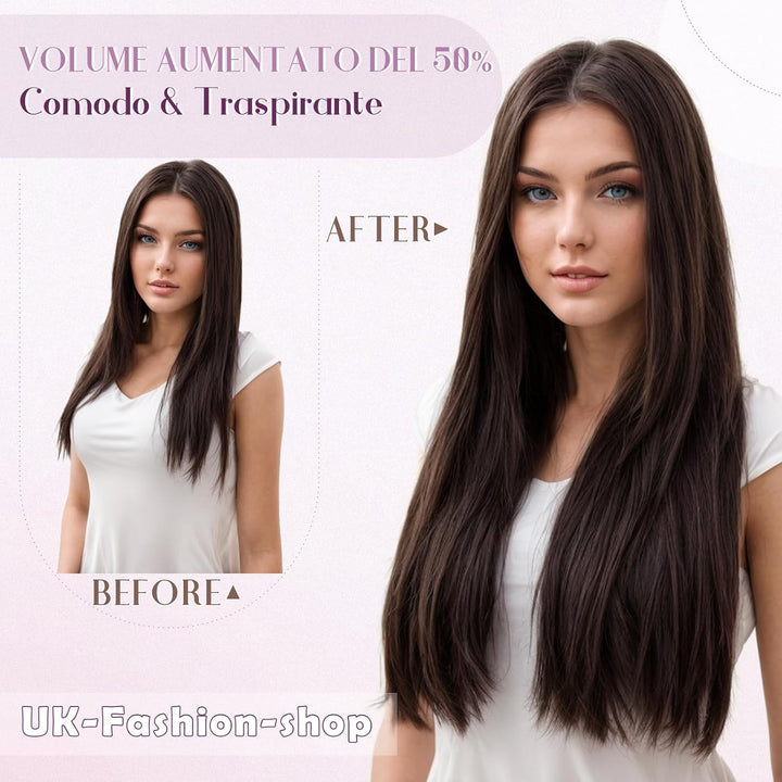 UK-Fashion-Shop Extensions Echthaar Clip In Remy Echthaar Haarverlängerungen Glatt 1 Tressen 5 Clips