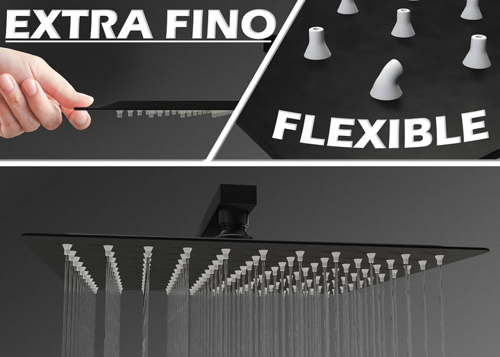 VALAZ Unterputz Duscharmatur Schwarz Matt | Duschsystem mit Regendusche Regeneffekt | 2-Wege-Einhebe