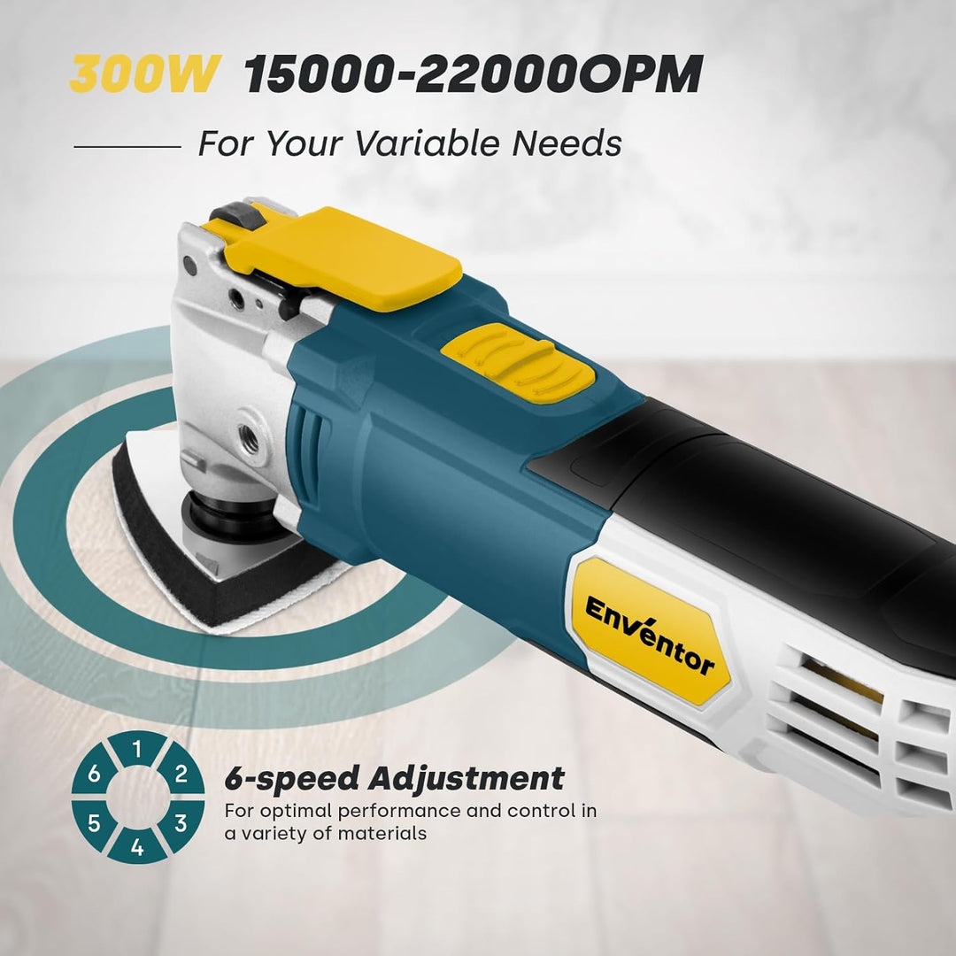ENVENTOR Oszillationswerkzeug, 300W Multifunktionswerkzeug mit 28 Zubehör, 6 Variable Geschwindigkei