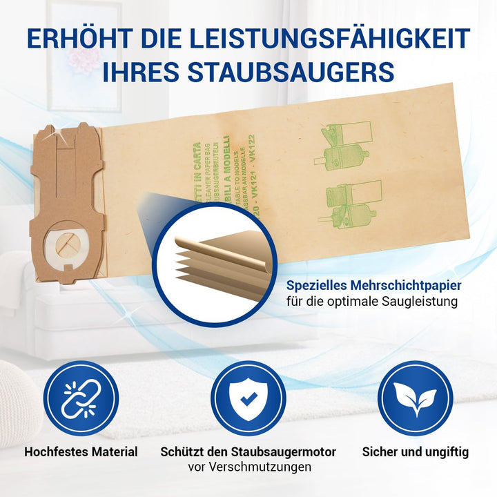 VIOKS Staubsauger Beutel 16x Ersatz für Vоrwerk Staubsauger Kobold VK118 VK119 VK120 VK121 VK122 &amp; S