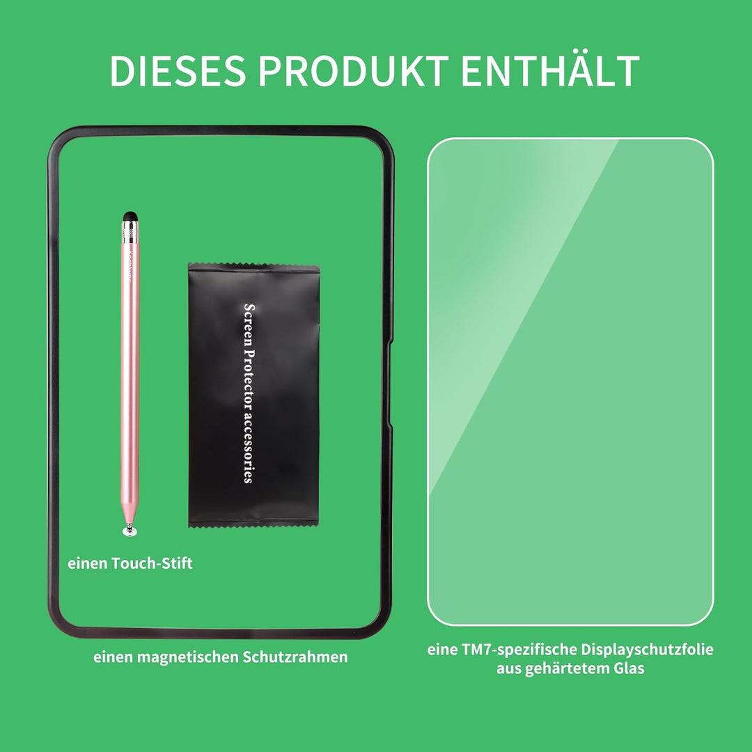 Premium 3-in-1 Display-Schutzrahmen für Thermomix TM7 – robuster PC+ABS-Rahmen, 9H Panzerglas & magn