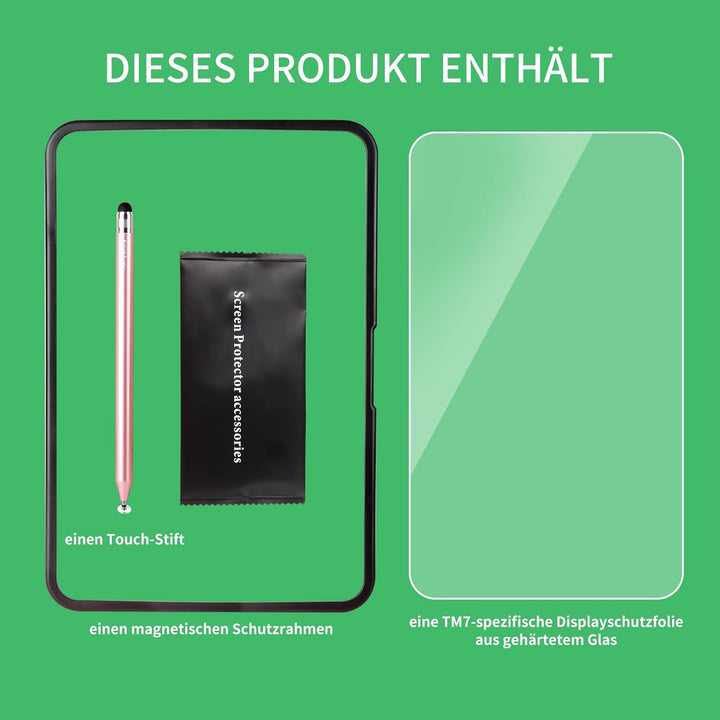 Premium 3-in-1 Display-Schutzrahmen für Thermomix TM7 – robuster PC+ABS-Rahmen, 9H Panzerglas & magn