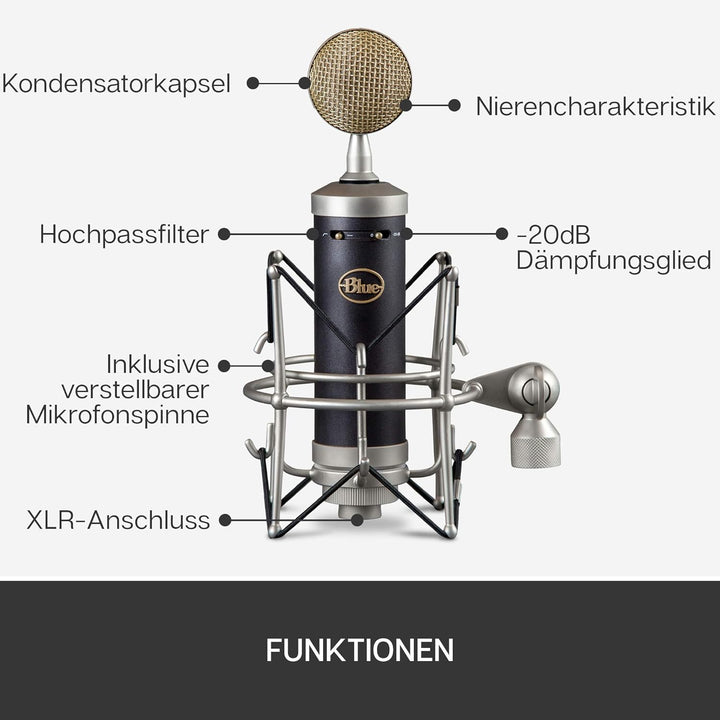 Blue Baby Bottle SL XLR Kondensatormikrofon für Aufnahmen und Streaming, mit Grossmembrankapsel, Hol