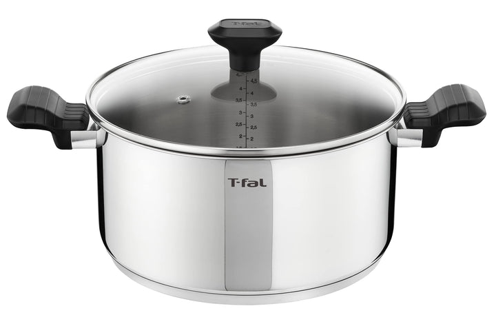 Tefal Comfort Max Kochtopf 24 cm + Glasdeckel, Induktion, hochwertiger Edelstahl, thermoisolierte Gr