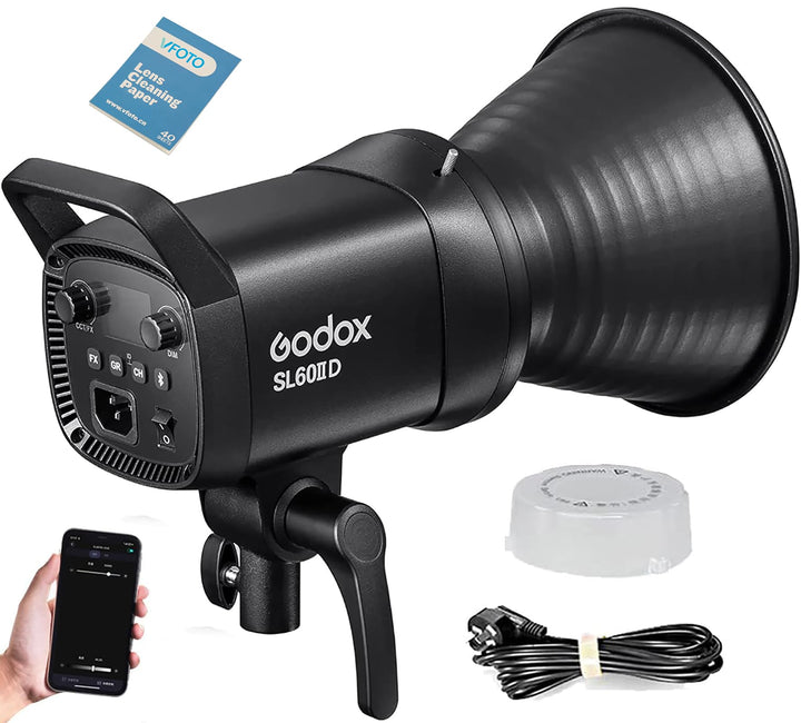 Godox SL60IID 6500K White LED Video Light 8 FX Effects, Silent Mode, 0%~100% Brightness Adjustment f