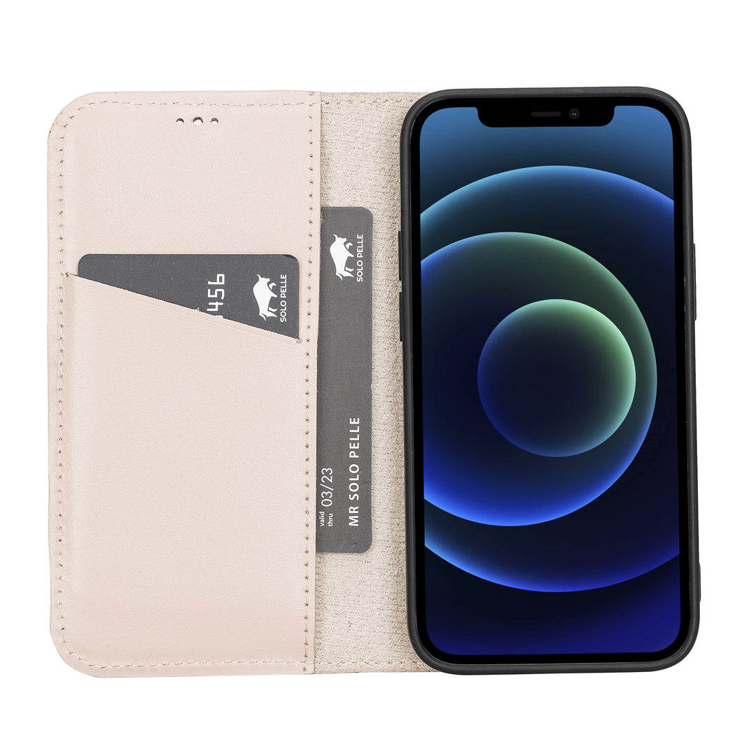 Solo Pelle aufklappbare Lederhülle kompatibel für iPhone 13 Mini in 5.4 Zoll inkl. 1 Kartenfach für