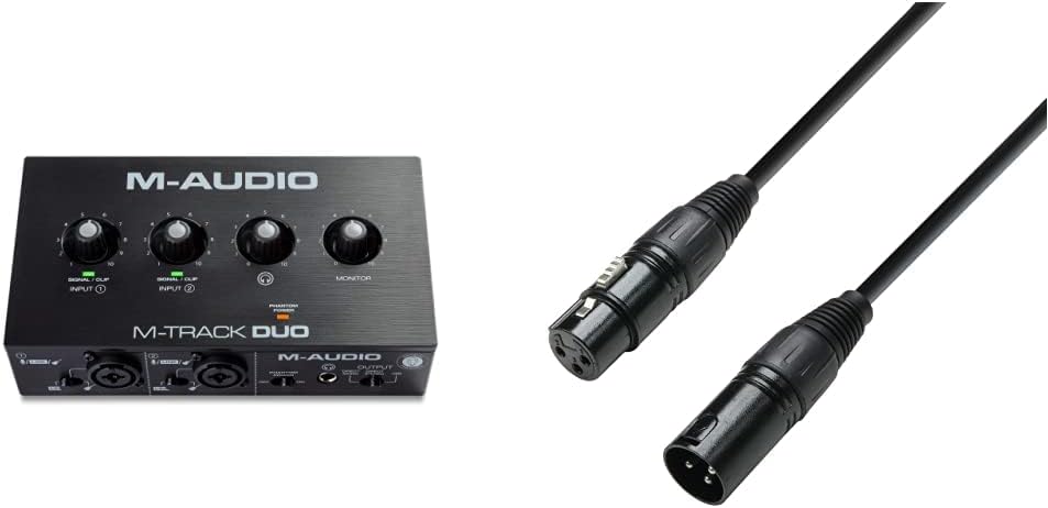 M-Audio M-Track Duo – USB Audio Interface für Aufnahmen, Streaming und Podcasting, mit dualen XLR, L