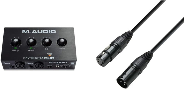 M-Audio M-Track Duo – USB Audio Interface für Aufnahmen, Streaming und Podcasting, mit dualen XLR, L