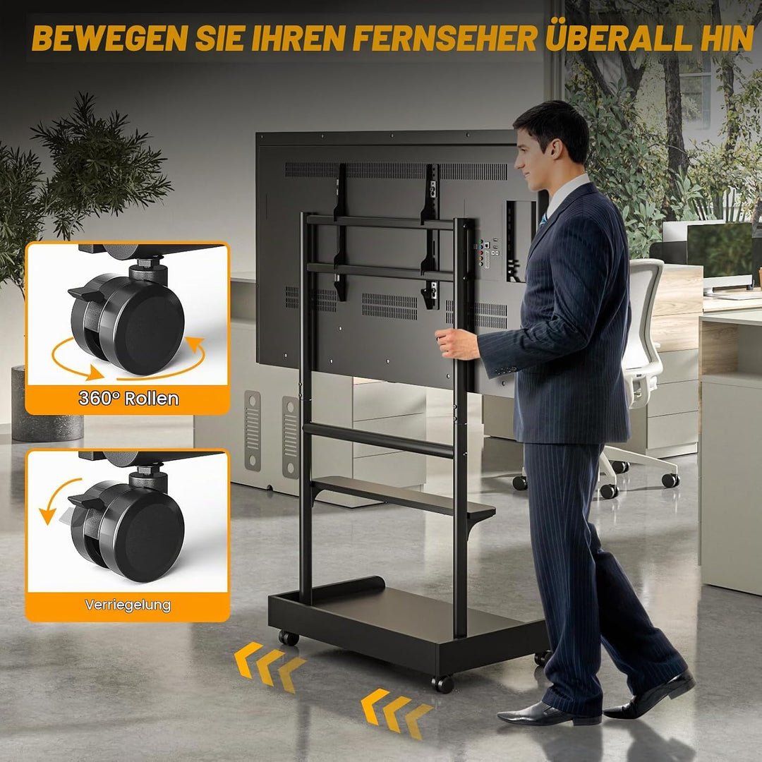 TVON TV Ständer Rollbar TV Rollwagen Für 40 bis 86 Zoll Flach &amp; Curved Fernseher, Höhenverstellbarer