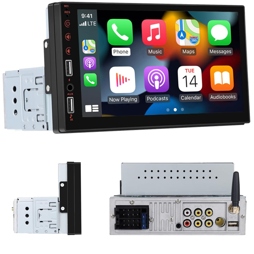 Hikity Autoradio 1 Din Wireless Carplay Android Auto mit Bildschirm 7 Zoll Touch Display Auto Radio