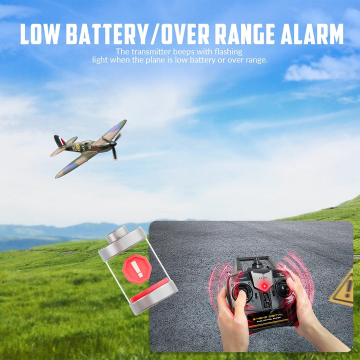VOLANTEXRC RC Flugzeug Spitfire, 2,4 GHz ferngesteuertes Flugzeug RTF mit 2 Batterien, 6 Achsen Gyro