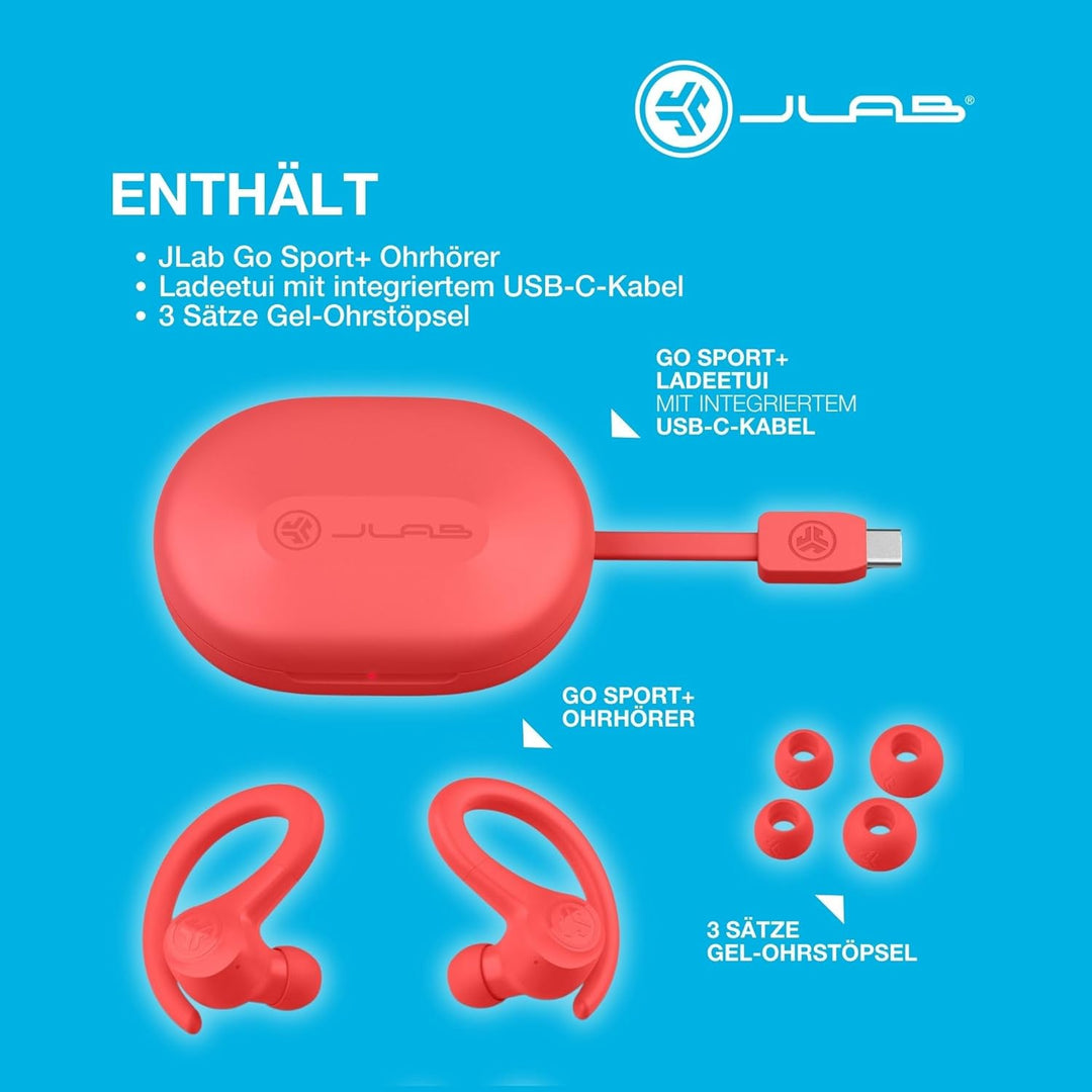 JLab Go Air Sport+ Kopfhörer Bluetooth, Sportkopfhörer 35+ Std., True Wireless In Ear Kopfhörer kabe
