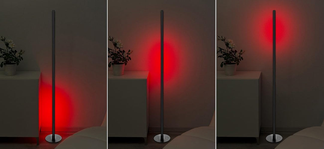 Luminea Home Control Stableuchte: WLAN-Steh-/Eck-Leuchte, RGB-IC-LEDs, 12W, dimmbar, App, 155cm, sch