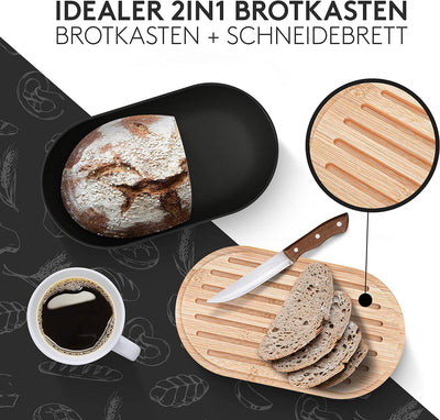 Vezato Brotbox – Nachhaltiger Brotkasten für lange Frische dank spezieller Beschichtung – Extra gros