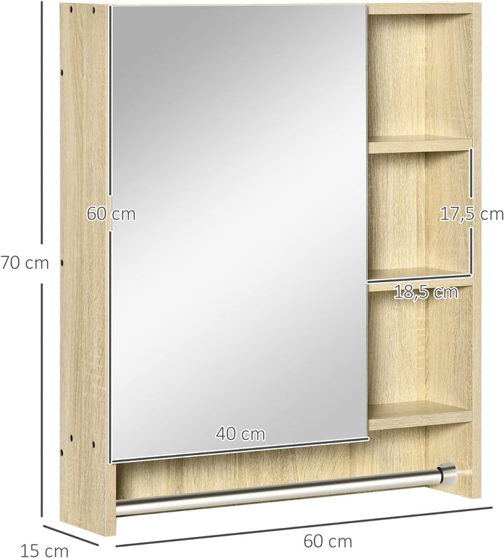 kleankin Spiegelschrank Badezimmer Wandschrank Badspiegelschrank mit Soft-Close-Funktion Badmöbel mi