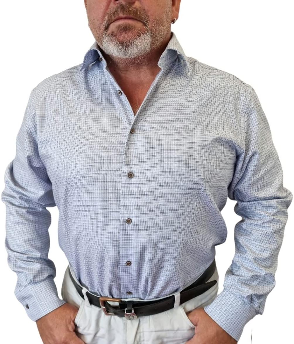 ETERNA, strukturiertes Modern Fit-Hemd mit Haifischkragen 43 Blau, 43 Blau