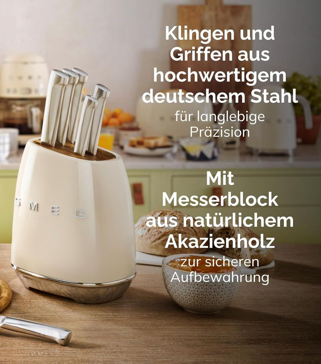 SMEG - Bloco de Facas Anni 50 Creme KBSF02CR