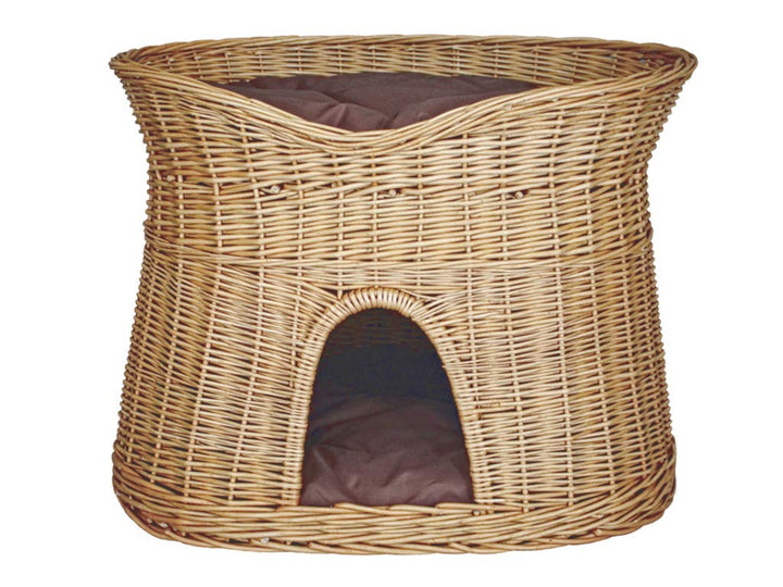 Katzenkorb zum Schlafen – Katzenhütte Indoor – Grösse XL: 70 cm oval – Katzenhöhle aus Weide – Zweis