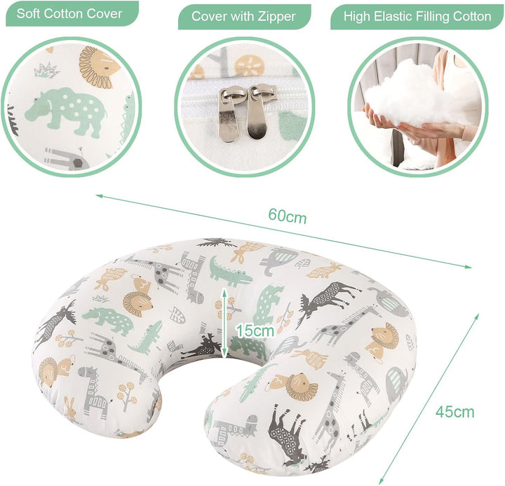 Stillkissen mit Stillbezug aus Baumwolle, Ergonomisches Stillkissen Klein, Maschinenwaschbares Babyf