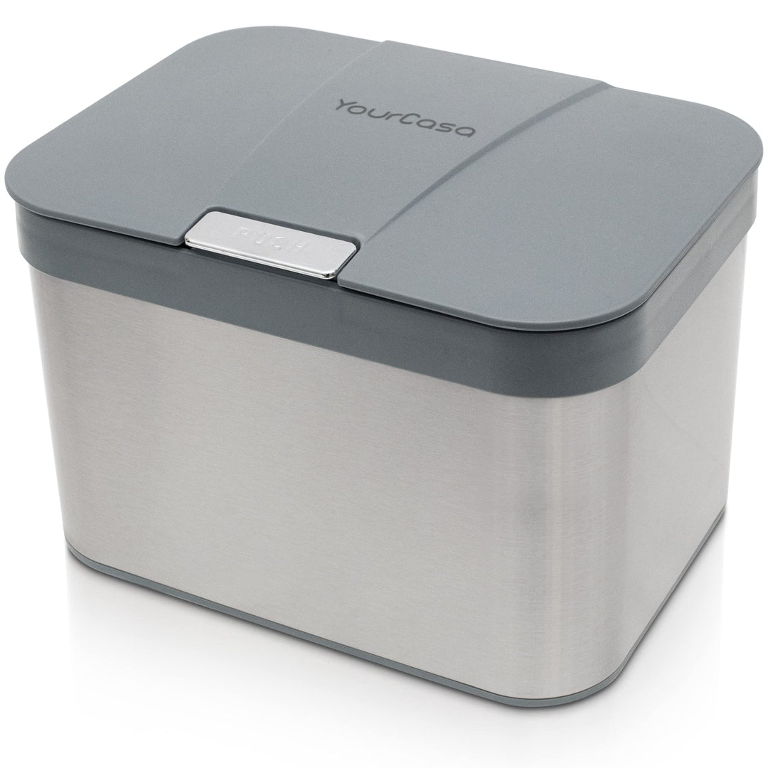 YourCasa® Biomülleimer Küche 4,3 L aus Edelstahl - geruchsdichter Bio Mülleimer mit Deckel & spülmas