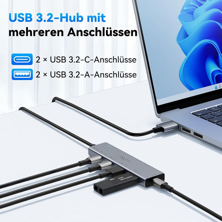 TSUPY USB Hub 3.2 Gen 2, 10Gbps USB Splitter mit 2* usbc 3.2 und 2*USB-a 3.2 Ports, usb3.2 Verteiler
