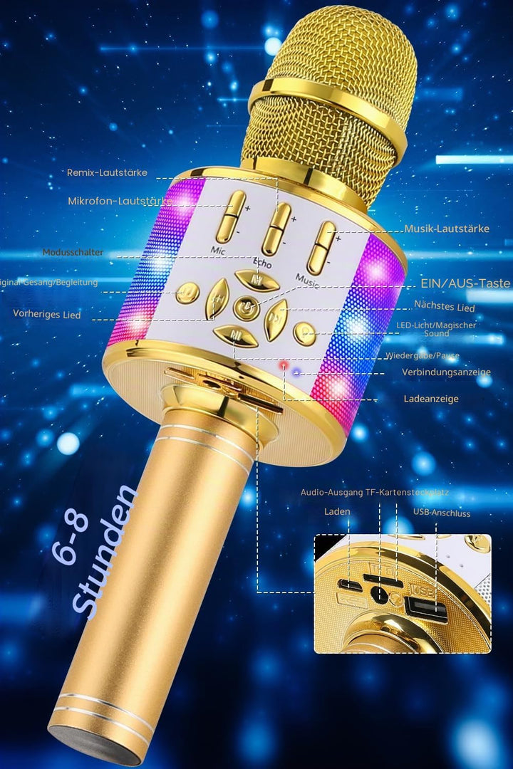 BONAOK Magic Sing Karaoke Mikrofon, Bluetooth Mikrofon Karaoke Kinder, 4 in 1 Sing Microphone, Draht